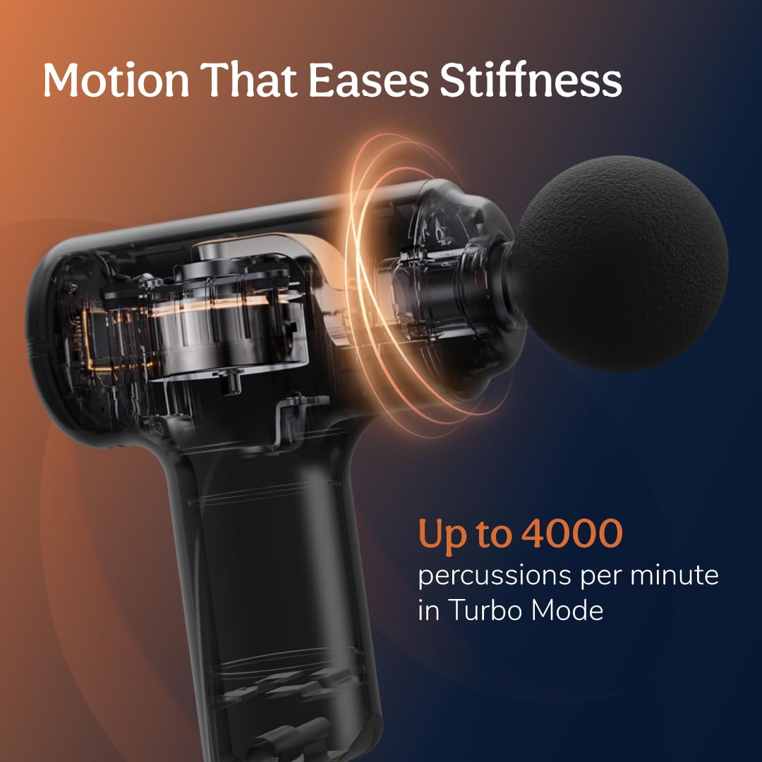 CARESMITH Charge Go Massage Gun – Deep Tissue Body Massager for Pain Relief | 4 Heads | Full Body Recovery