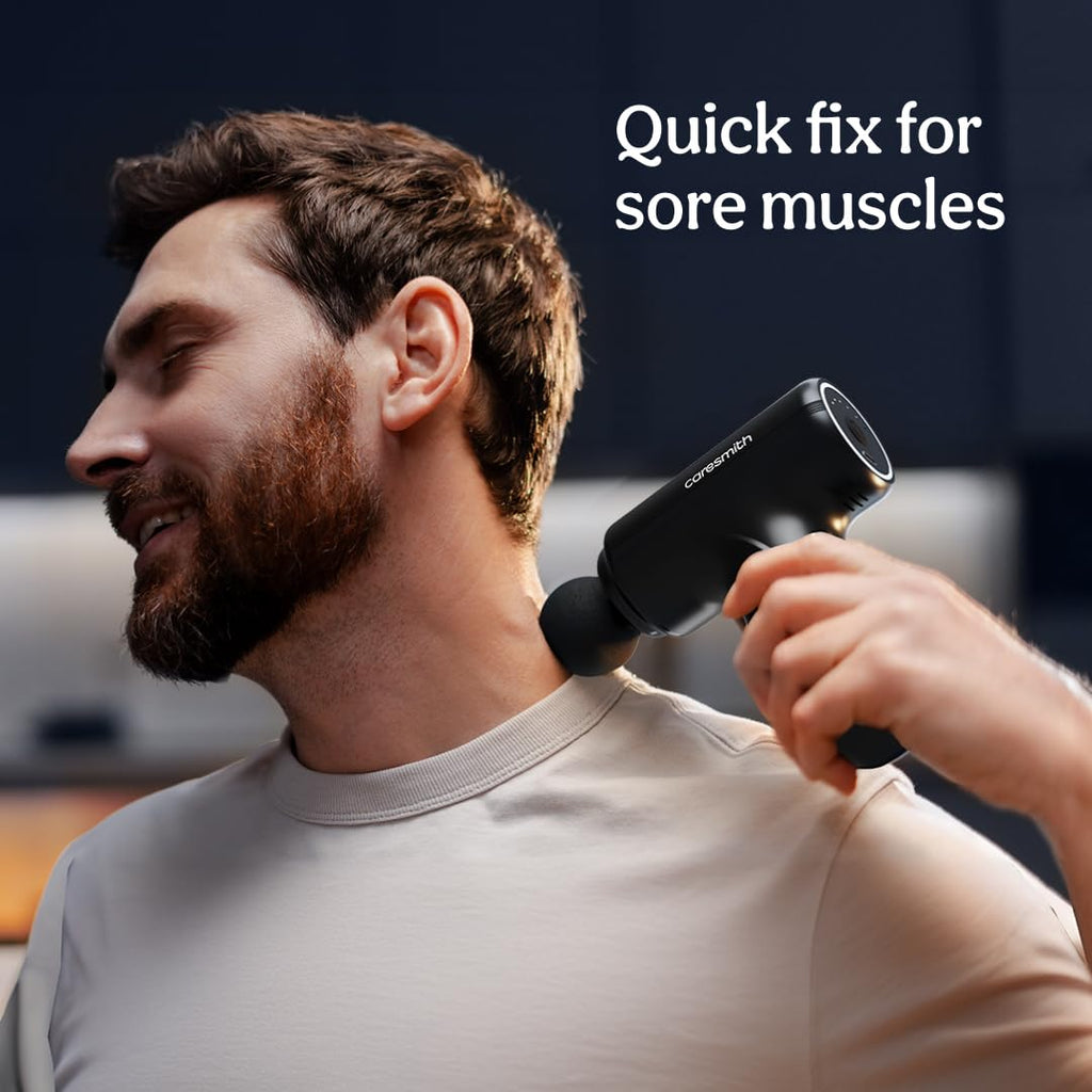 CARESMITH Charge Go Massage Gun – Deep Tissue Body Massager for Pain Relief | 4 Heads | Full Body Recovery